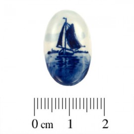 Cabochon Delfts Blauw Ovaal Zeilboot ±23x14mm