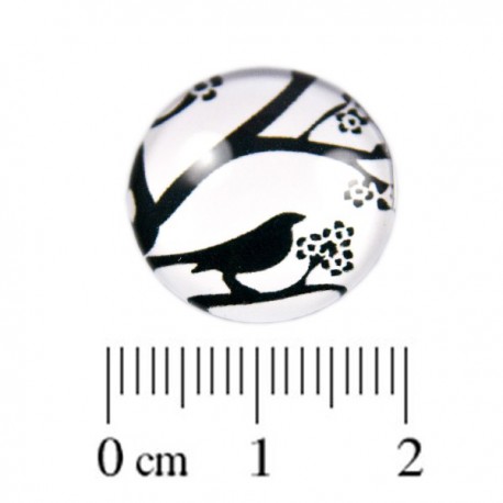 Glas Cabochon Vogel Zwart 18mm