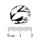 Glas Cabochon 18mm Vogel Wit Zwart